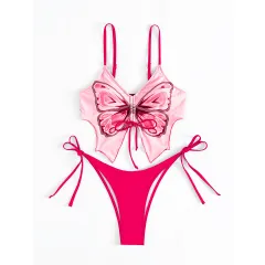 Bikini Swimsuit Female European And American Sexy Style Butterfly Swimsuit - Rose - View 1