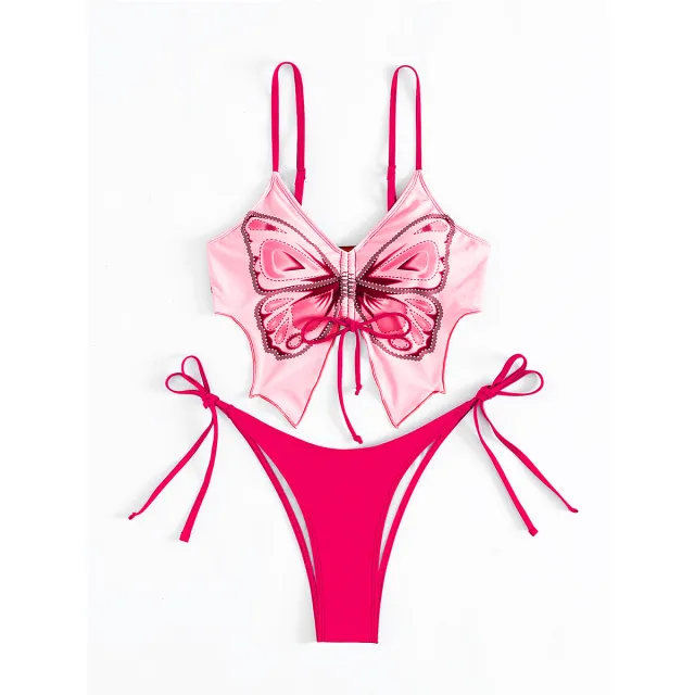 Bikini Swimsuit Female European And American Sexy Style Butterfly Swimsuit Rose - Shop at LoveMi
