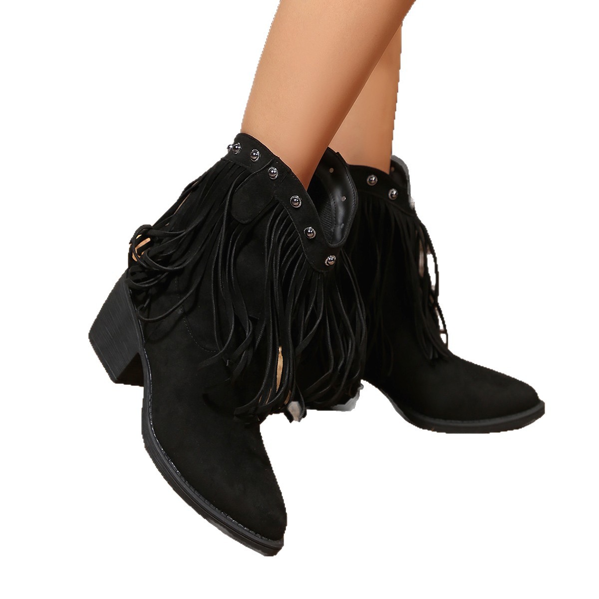 Suede Fringe Ankle Boots