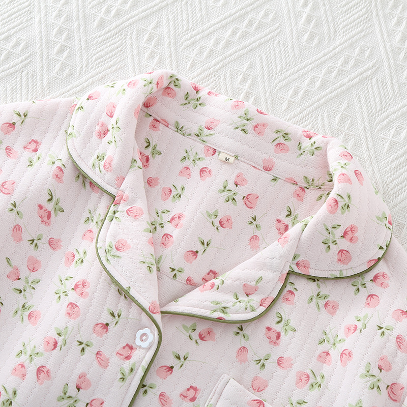 Women's Fashionable Warm Lapel Homewear Pajamas Suit