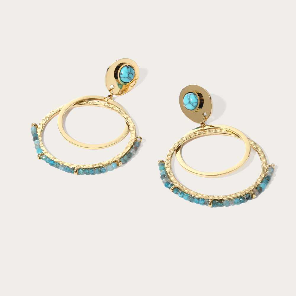 Retro Circle Natural Stone Earrings For Women