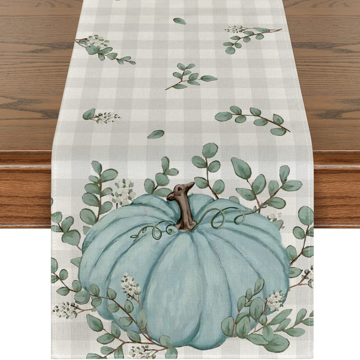 Thanksgiving Pumpkin Printed Linen Table Runner (1