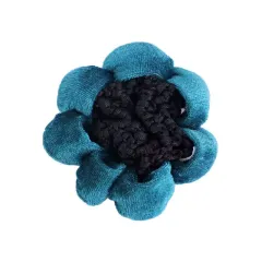 Solid Colour Performance Dance Velvet Headband With Hair Mesh Bag - Peacock Blue Flannelette Model - View 1