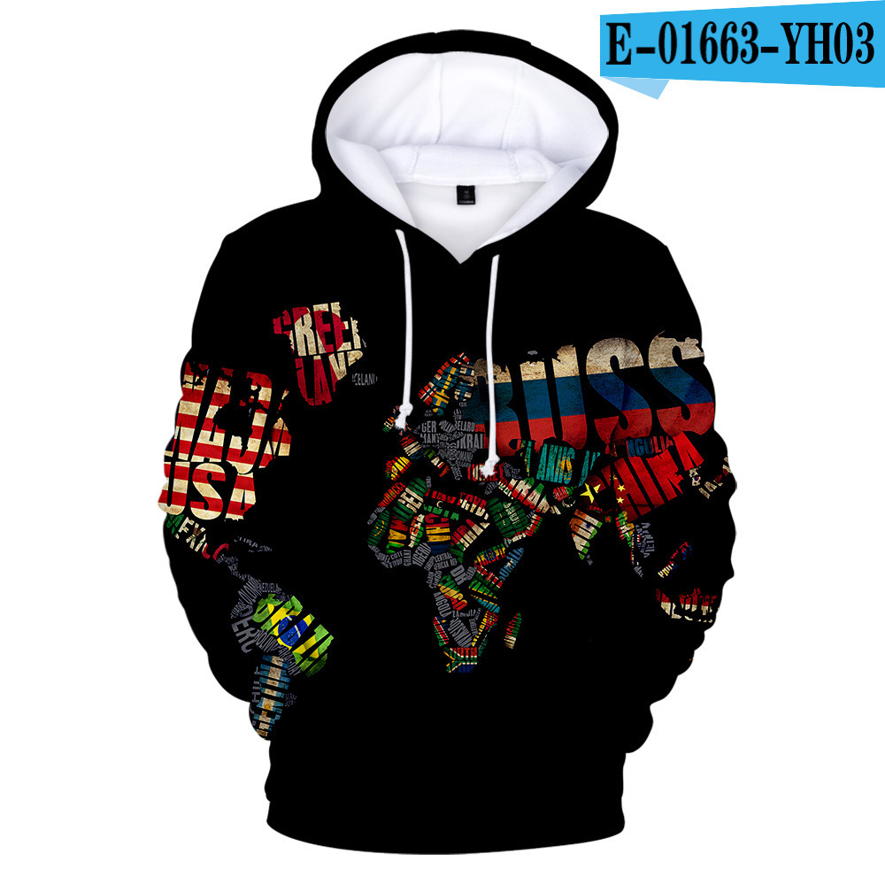 Fashion Map 3D Digital Printing Fashion Men's And Women's Sweater