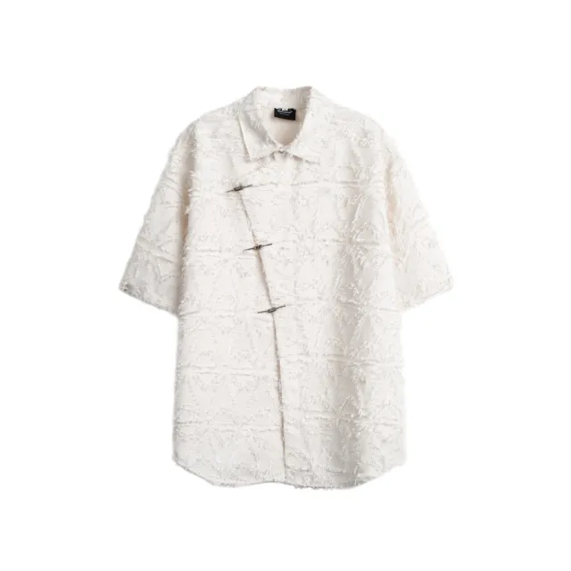 Niche Design Brushed French Shirt Loose Short Sleeve Beige - Shop at LoveMi