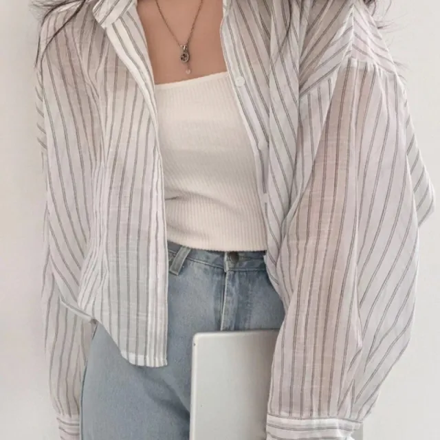 Women's Summer Loose fitting Lightweight Thin Long sleeved Sunscreen Shirt White - Shop at LoveMi