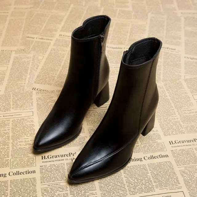 Women's Pointed Toe Autumn Thin Ankle Boots Black - Shop at LoveMi