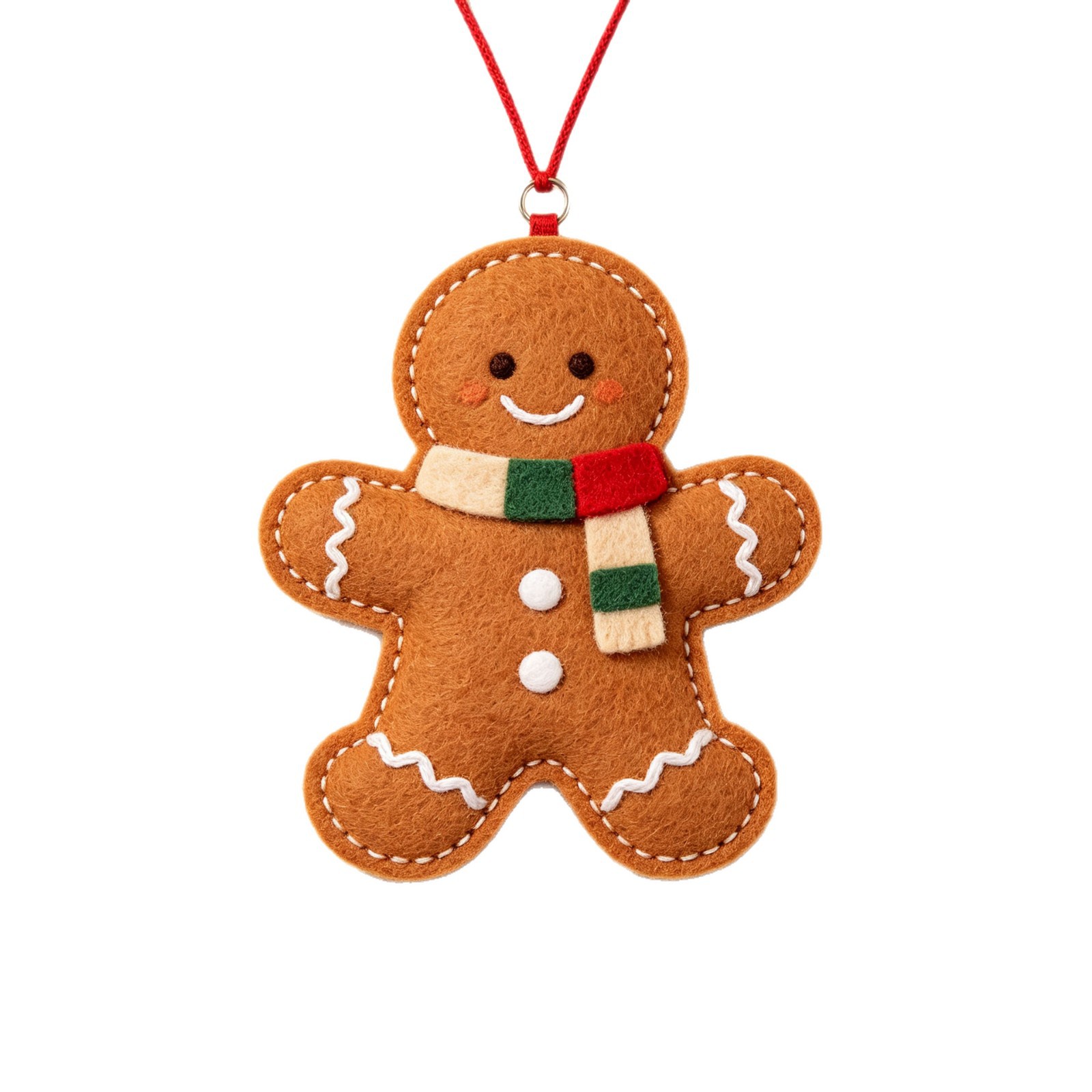 Christmas felt embroidered gingerbread man ornament
