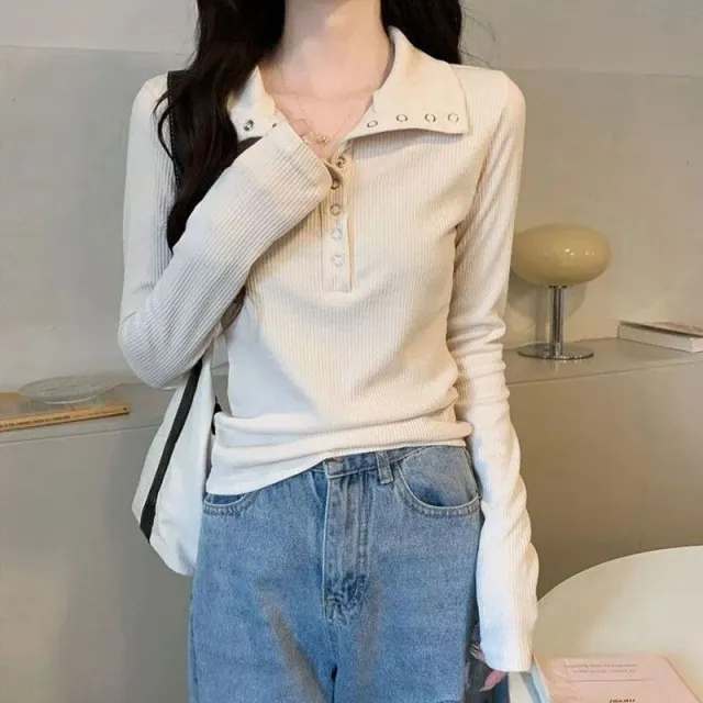Inner Wear Outer Wear Knitted Top For Women Ins Apricot - Shop at LoveMi