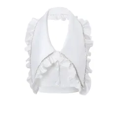 Fashion Design Chain V-neck Halter Vest Pure Desire Mesh Skirt Outfit Women - White Top - View 1