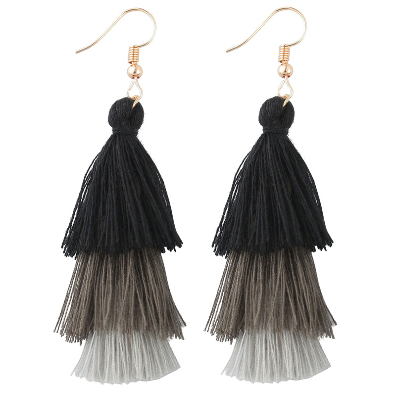 Temperament Colorful Bohemian Ethnic Style Long Fringe Earrings