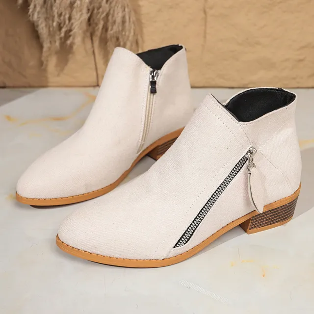 Suede European And American Style Women's Ankle Boots Beige - Shop at LoveMi