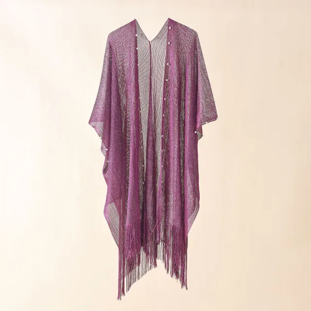 Nail Pearl Beach Shawl Cardigan Mid length Purple - Shop at LoveMi