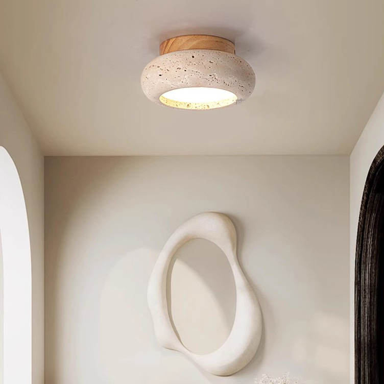 Plafonnier LED en pierre de fumier jaune de style japonais – Image 3