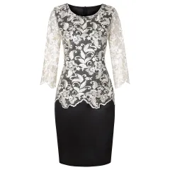 Women's Top Mid-sleeve Dress Gown - Silver - View 1