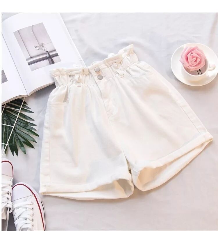 Title 14, High waist denim shorts with a loose fit, thin ...