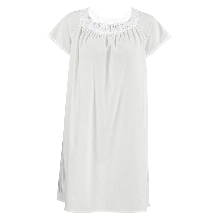 Autumn White Breathable Cotton Lace Nightdress