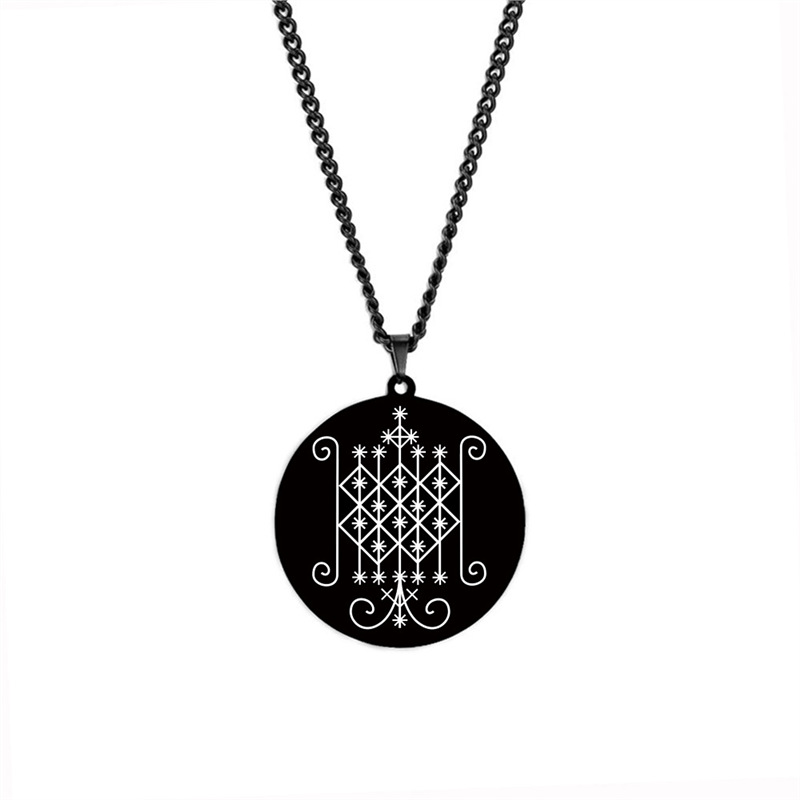 Voodoo Veve Charm Stainless Steel Pendant Necklace