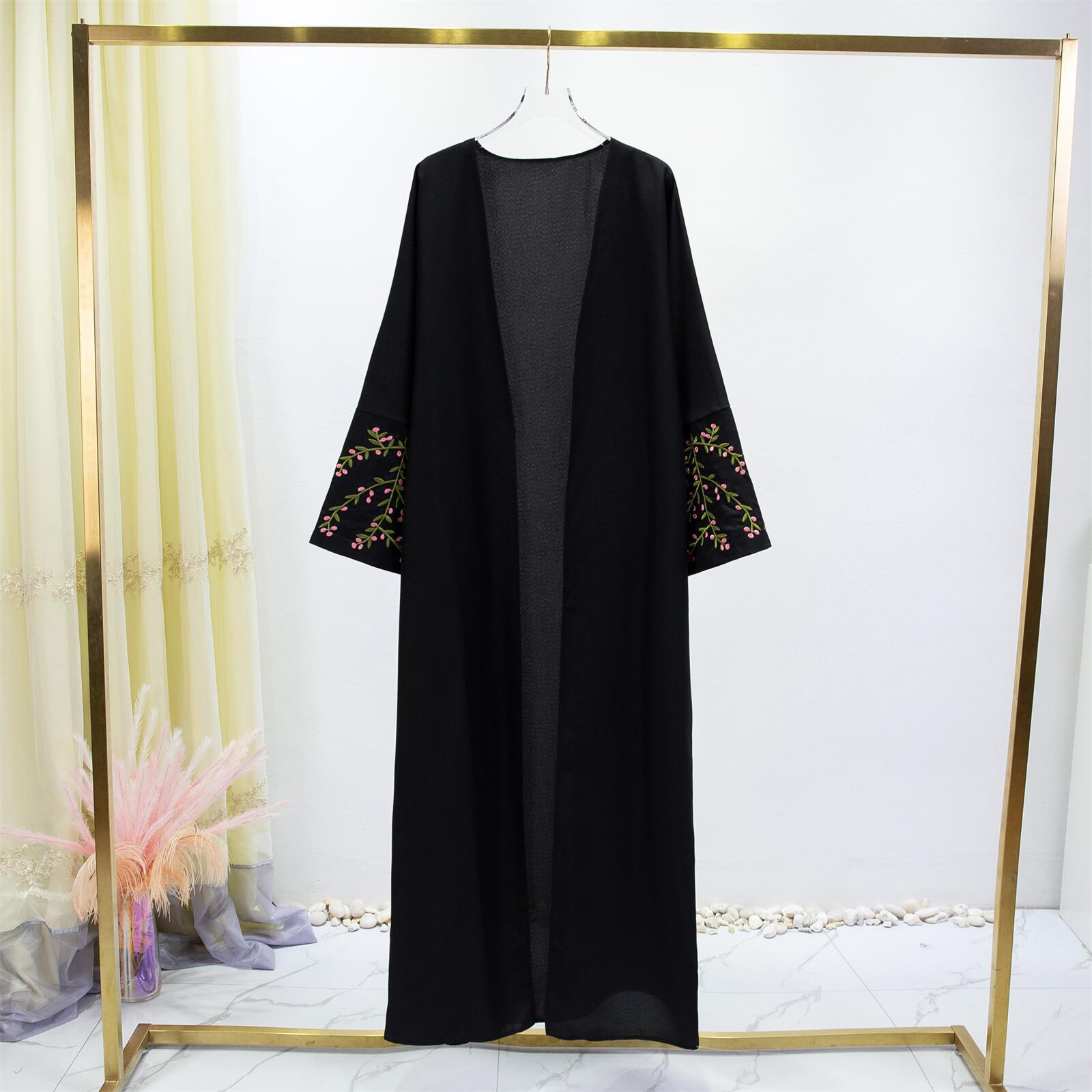 Floral Embroidered Cardigan Robe Dress
