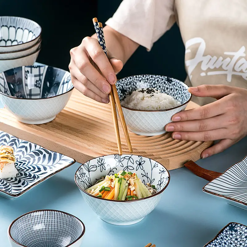 Blue And White Rice Bowl Ceramic Tableware Gift Set