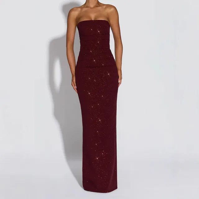 Bodycon Waist cinching Strapless Backless Dress Brown - Shop at LoveMi