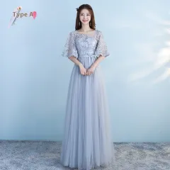 Long Bridesmaid Blue Wedding Dress Girlfriends Party Dress - Type A - View 1