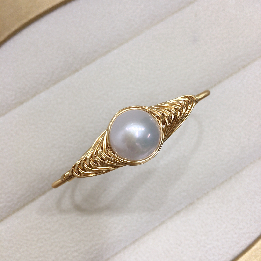 Designer-style Wrapped-wire Handmade Bracelet Featuring Sizable Natural Freshwater Pearls