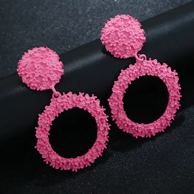 Simple Geometric Relief Flower Earrings