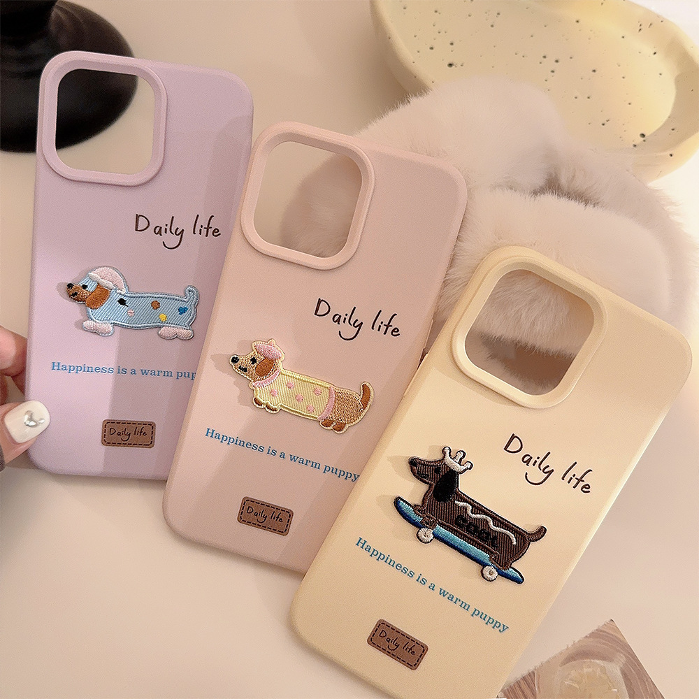3D Dachshund Silicone Embroidered Phone Case