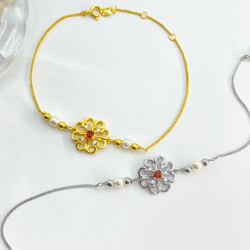 Ruyi Flower Bracelet Women's S925 Sterling Silver High-Quality Zircon Jewelry