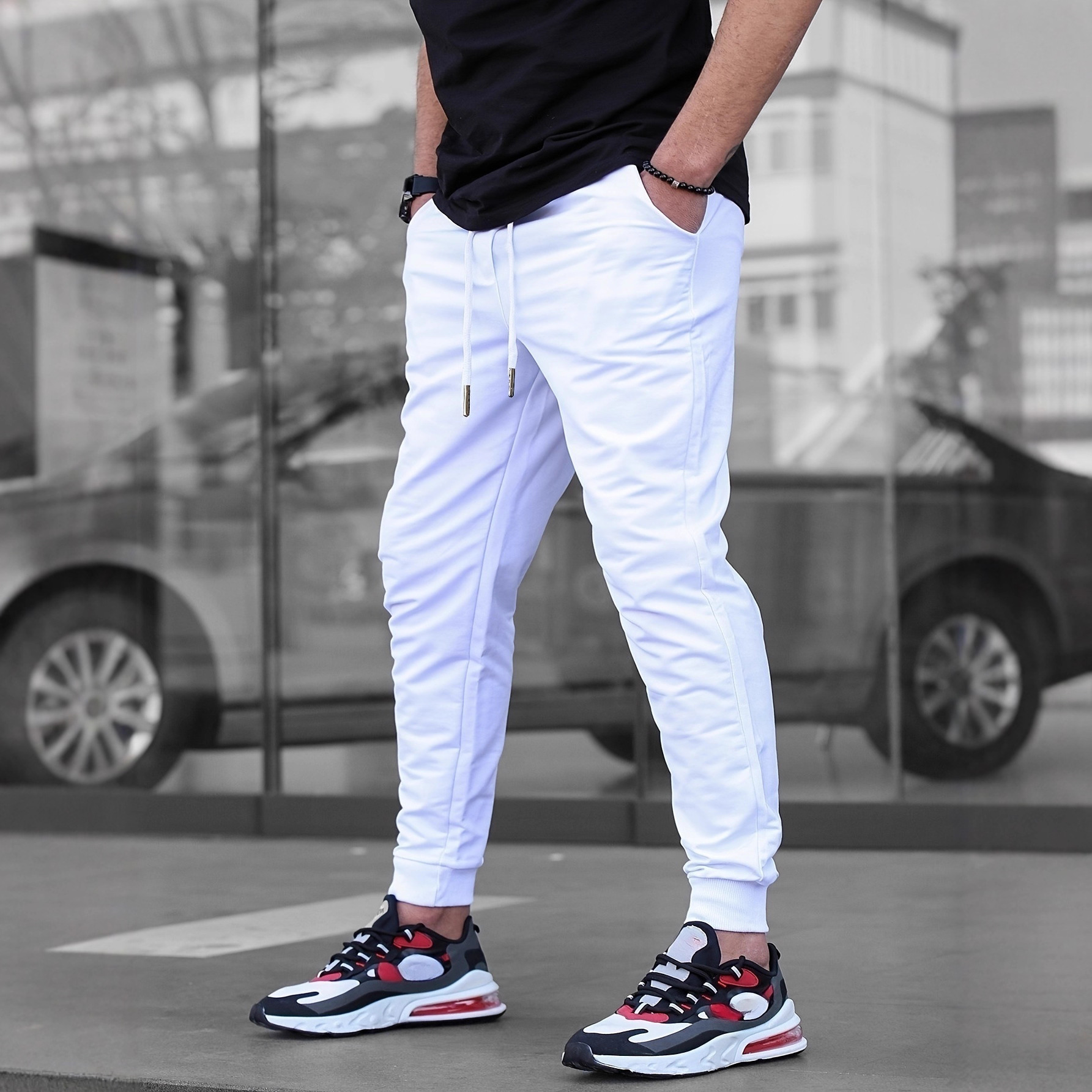 Casual Sporty Lightweight Breathable American-style Solid-color Slim-fit Pants