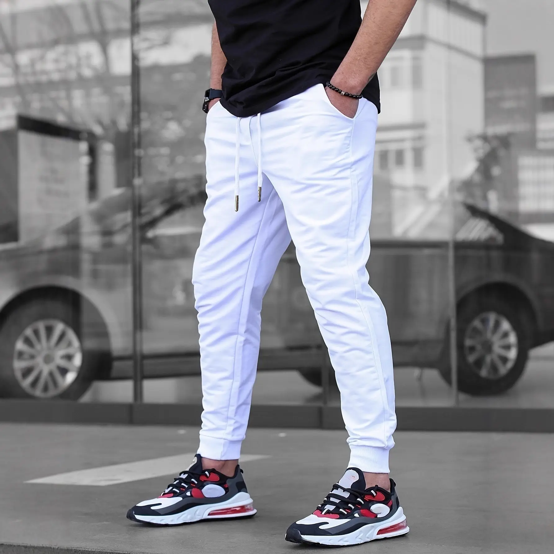 Casual Sporty Lightweight Breathable American-style Solid-color Slim-fit