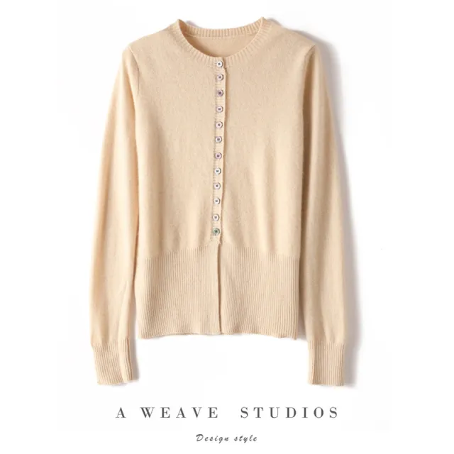 Spring And Autumn Slim Fit Slimming Cashmere Sweater Cardigan Apricot - Shop at LoveMi