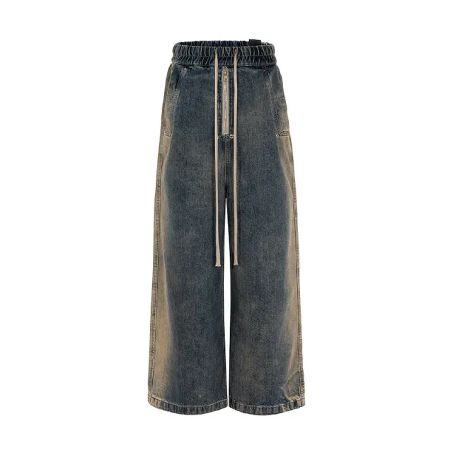 Straight Loose Wide Leg Washed Gradient Color High Street Hip Hop Style Jeans Tj040 - Shop at LoveMi