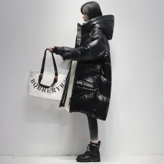 Polished Black Down Jacket Women's High-end Mid-length Coat - Black - View 1
