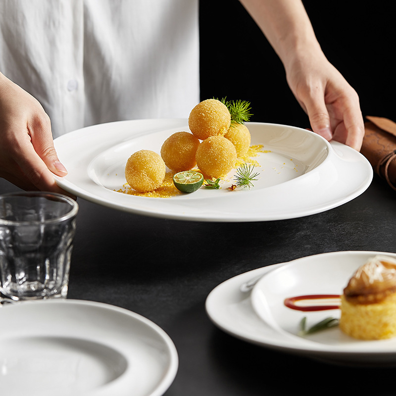Household Solid Color Canvas Round Shallow Plate