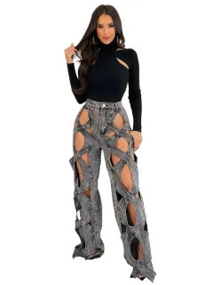 Casual Love Twist Jeans For Women - Black - View 1