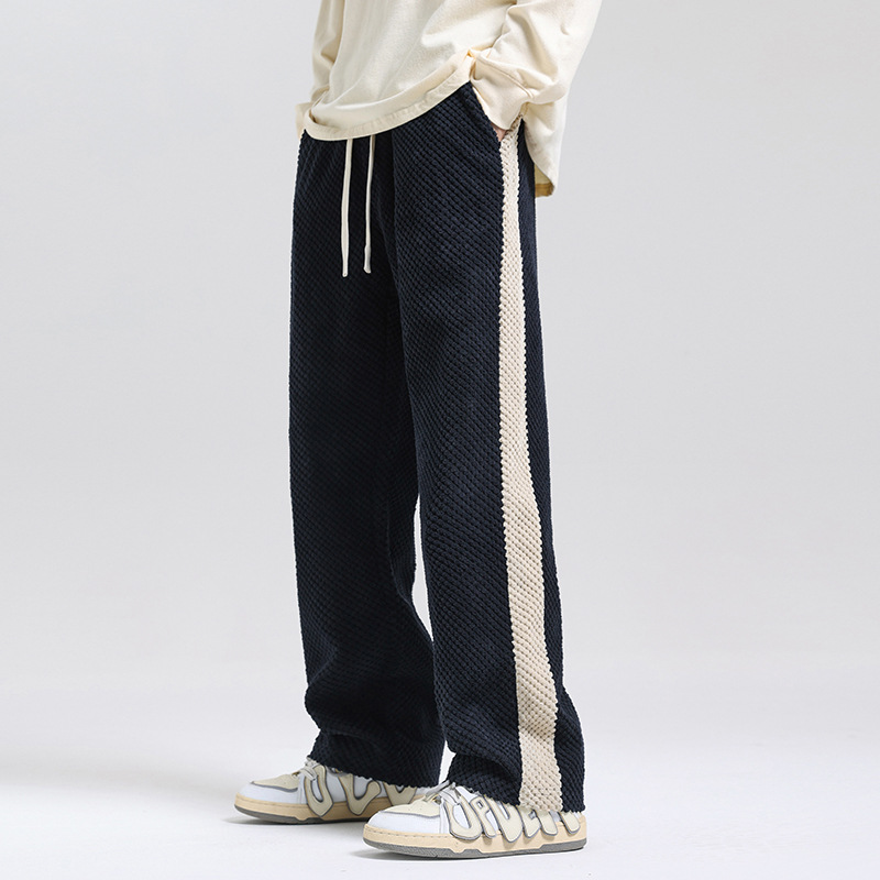 Men's Fashion Color Contrast Loose Casual Straight Pants