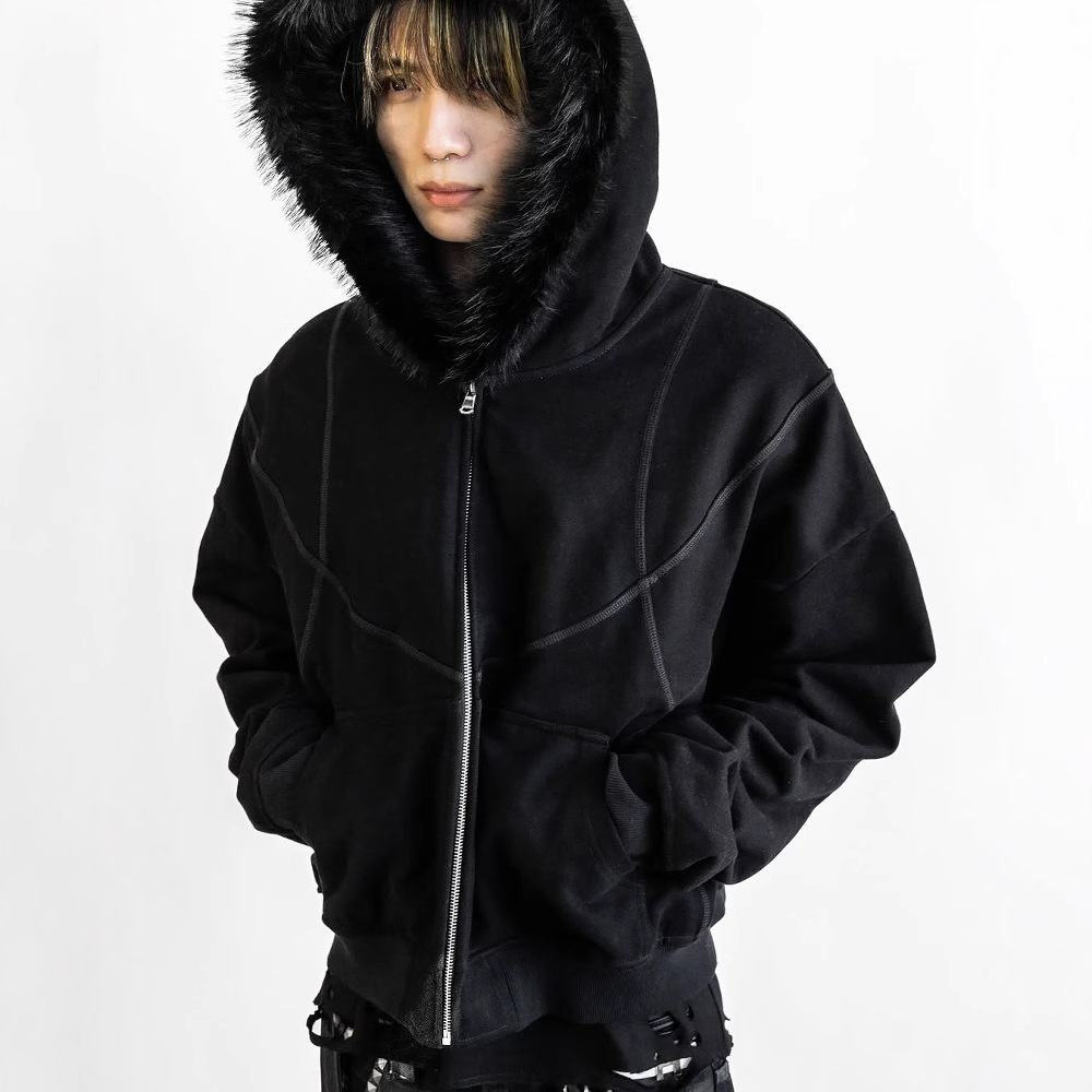 $16.09 European And American Fluff Hat Sweater Printed Pattern Long Sleeve Cardigan Hoodie