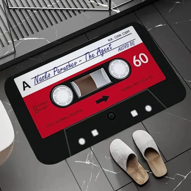 Cassette-Style Flannel Bath Mat Bathroom Rug