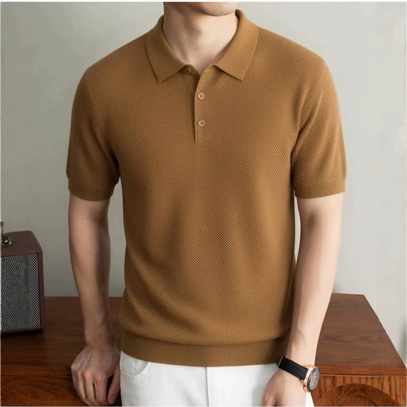 Summer Mens New Lapel Short-sleeve Shirt