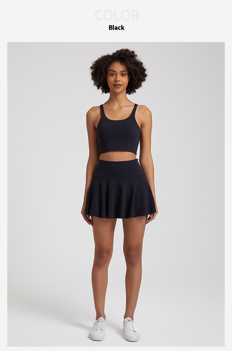 Nude Feel Outdoor Running Fitness Casual Pleated Mini Skirt Vest Suit - Image 27