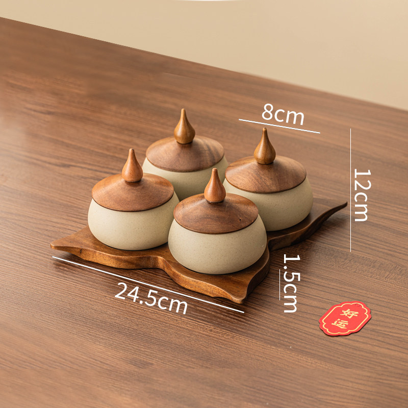 Chinese-style Solid-wood Snack Tray In A Vintage Aesthetic