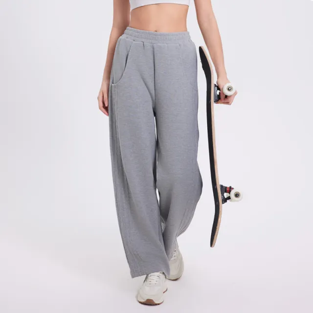 Women's Sports Fashion Casual Straight Pants Flower Gray - Shop at LoveMi