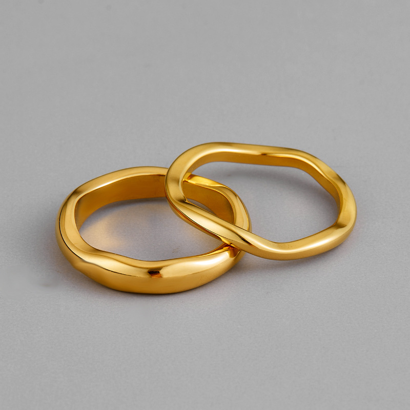 Stainless Steel Special-shaped Wave Glossy Ring