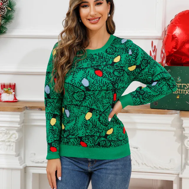 Women's Ugly Christmas Sweater, Snowflake Pullover, Green Emerald Green - Shop at LoveMi