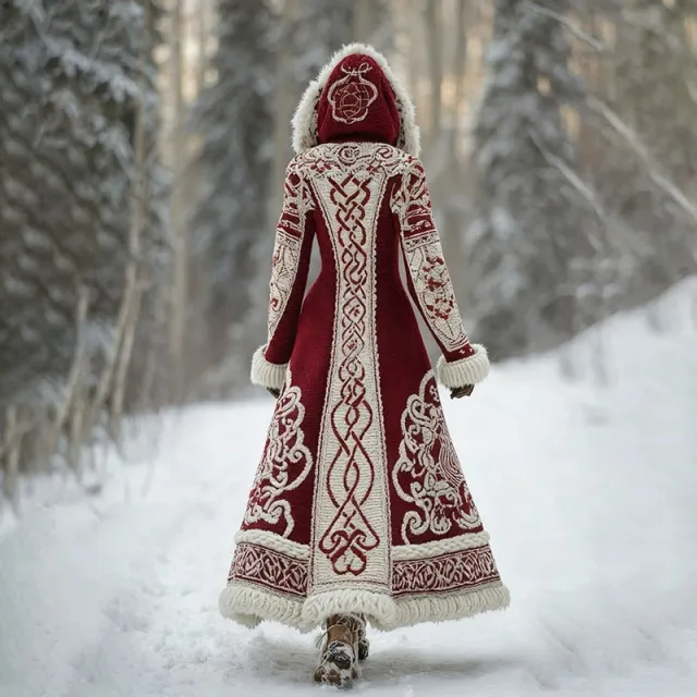 Long Loose fitting Hooded Coat With A 3D Digital Print Pink - Shop at LoveMi