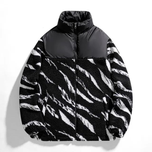 Autumn Men's Fleece Fashion Brand Contrast Color Baggy Coat Black - Shop at LoveMi