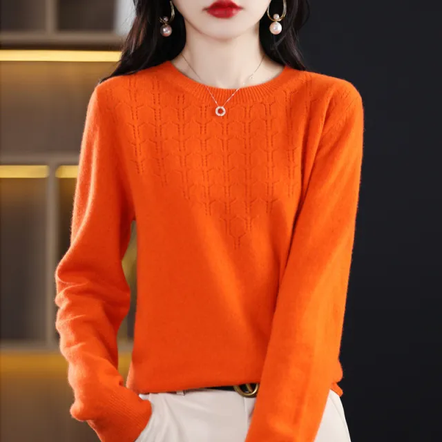 New Round Neck Bottoming Shirt Pullover Women's Sweater Emma Orange - Shop at LoveMi