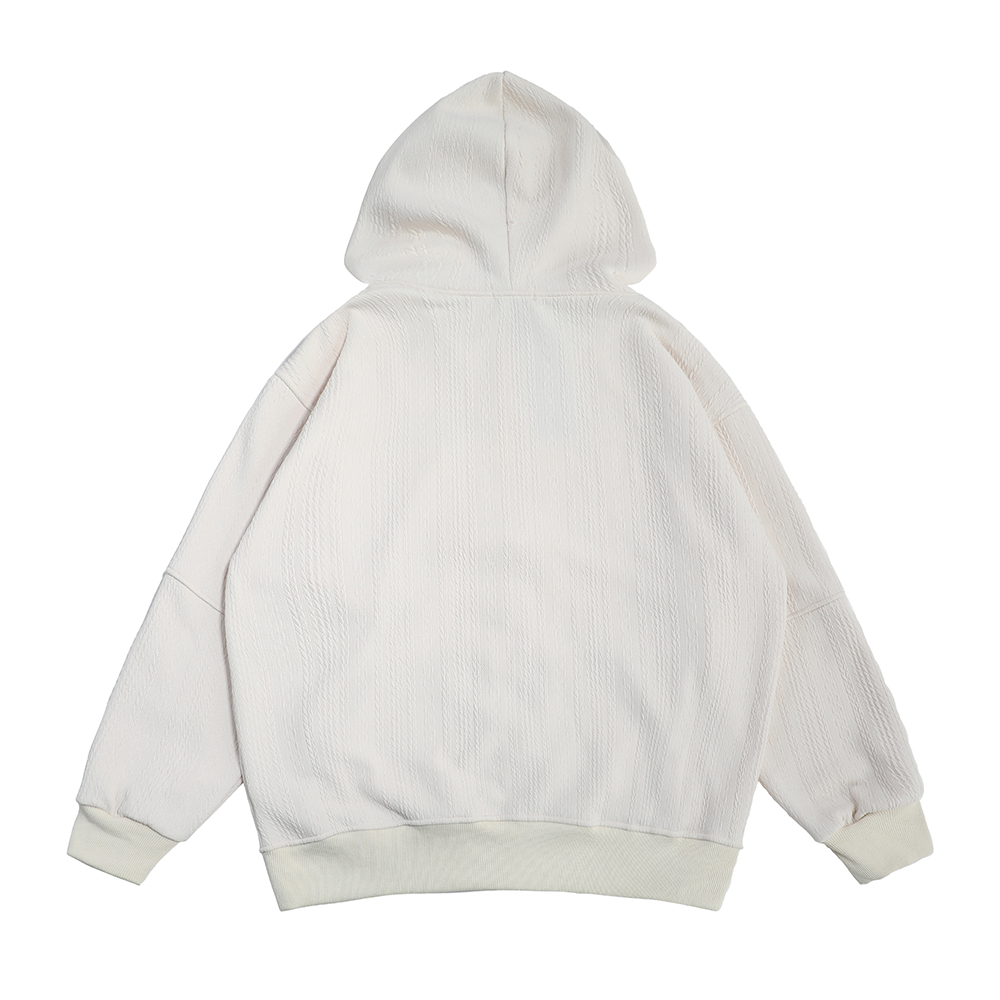 Casual Loose Solid Color Embossed Three-dimensional Pattern Zipper Cardigan Sweater